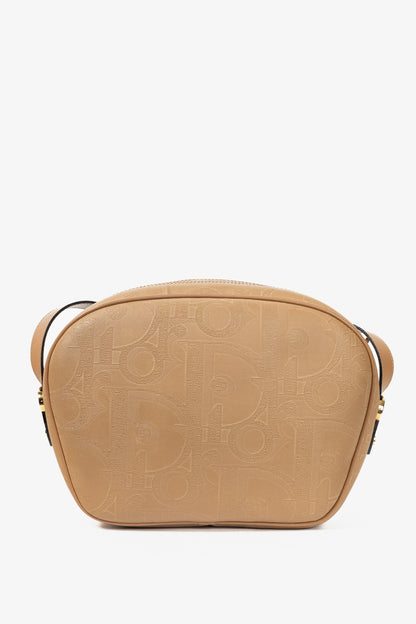 Christian Dior Camel Trotter Leather-Trim Shoulder Bag