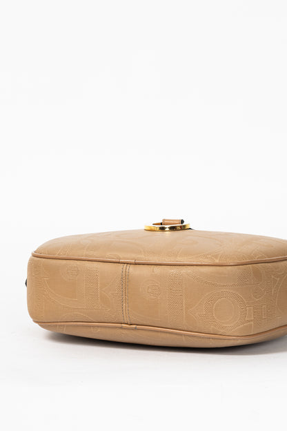Christian Dior Camel Trotter Leather-Trim Shoulder Bag