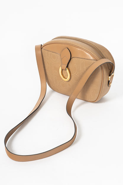 Christian Dior Camel Trotter Leather-Trim Shoulder Bag