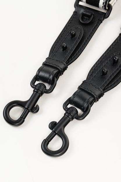 Christian Dior Black & White Logo-Embroidered Canvas Bag Strap