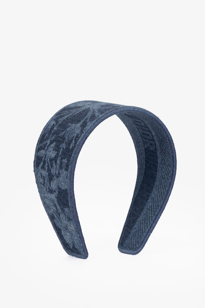 Christian Dior Blue Toile de Jouy Denim Headband