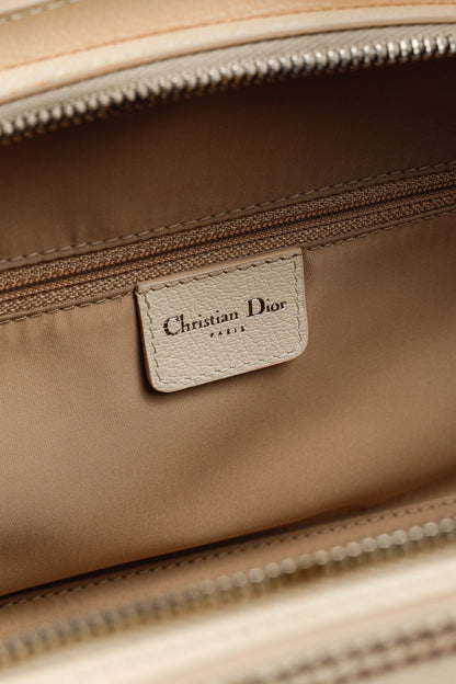 Christian Dior Vintage Flowers Beige Monogram Canvas Embroidered Frame Bag