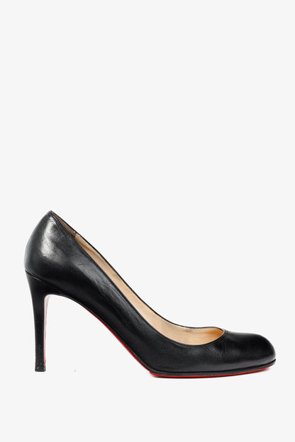 Christian Louboutin Simple Black Leather Pumps
