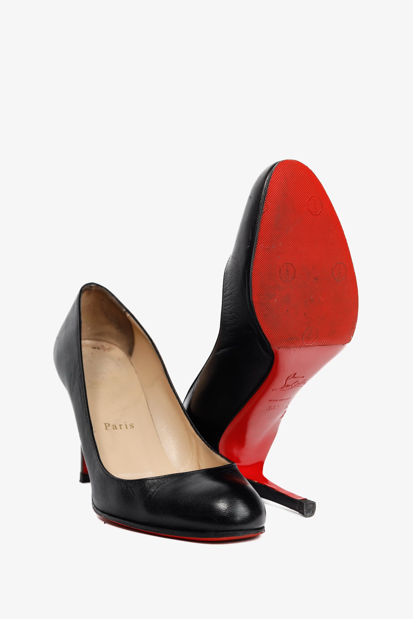 Christian Louboutin Simple Black Leather Pumps