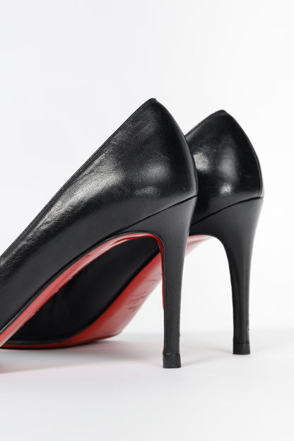 Christian Louboutin Simple Black Leather Pumps