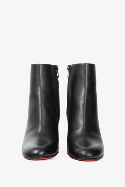 Christian Louboutin Suzi Folk 85 Black Leather Studded-Heel Booties