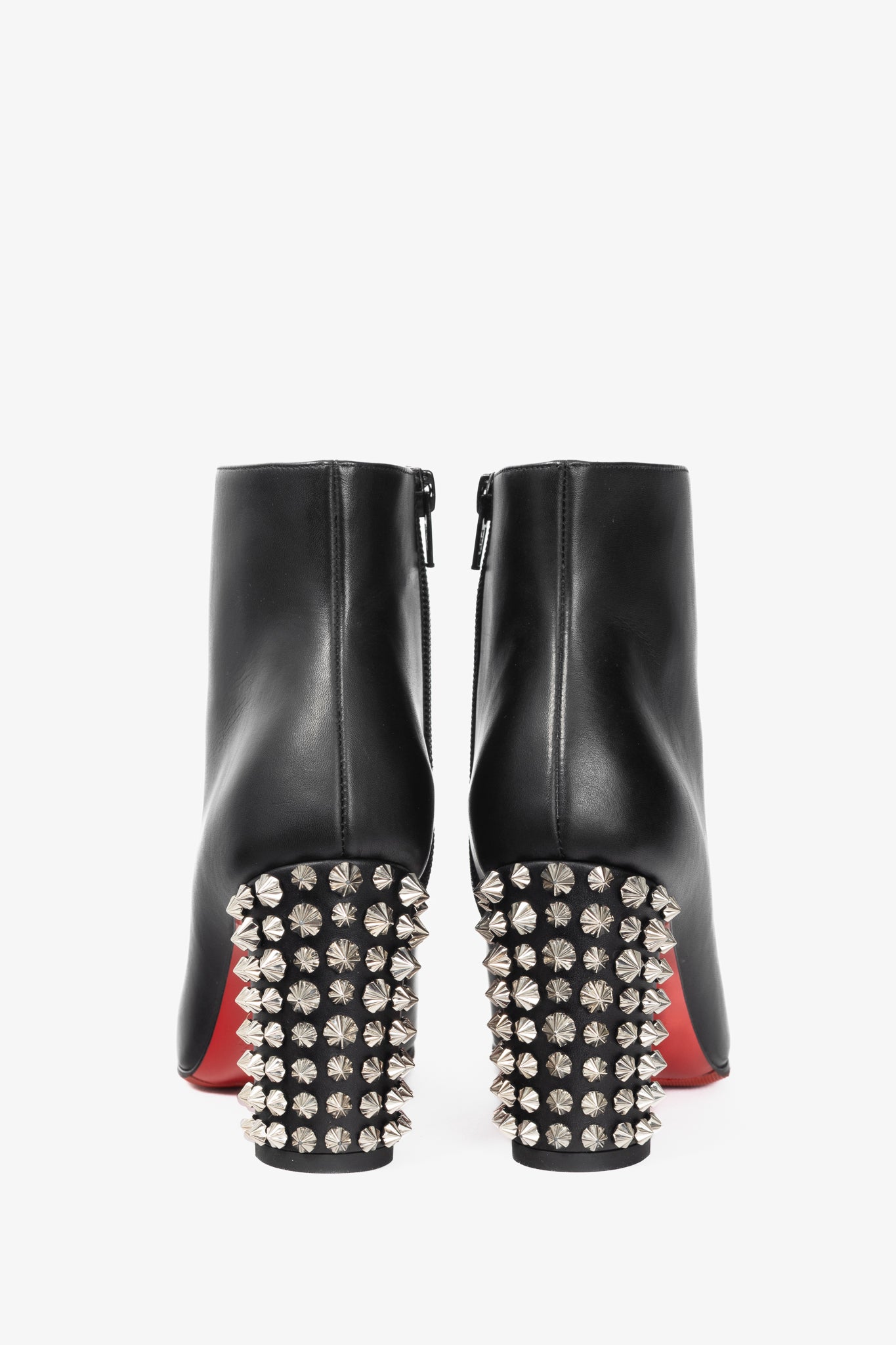 Christian Louboutin Suzi Folk 85 Black Leather Studded-Heel Booties