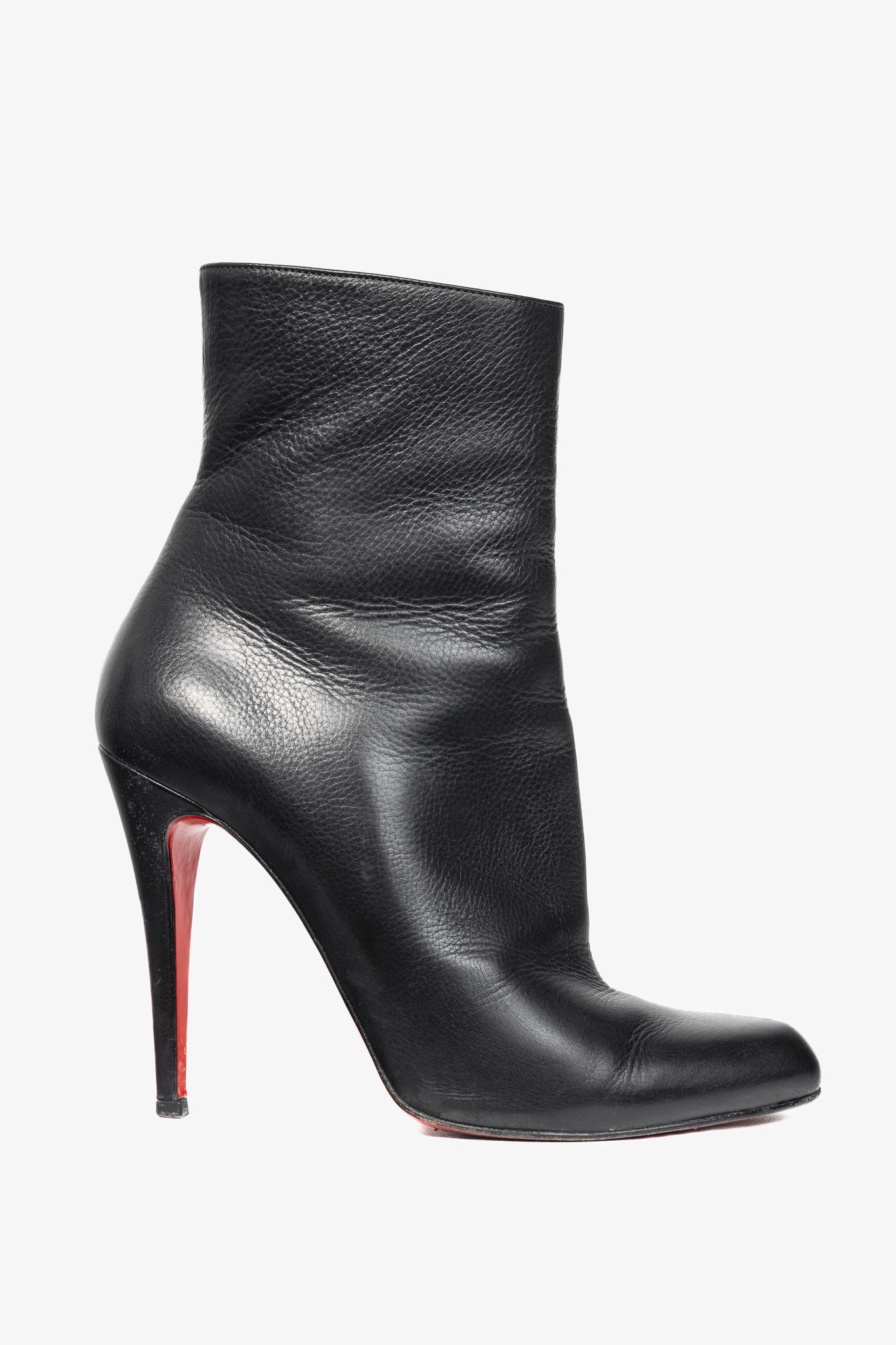Christian Louboutin Black Grained Leather Heeled Booties