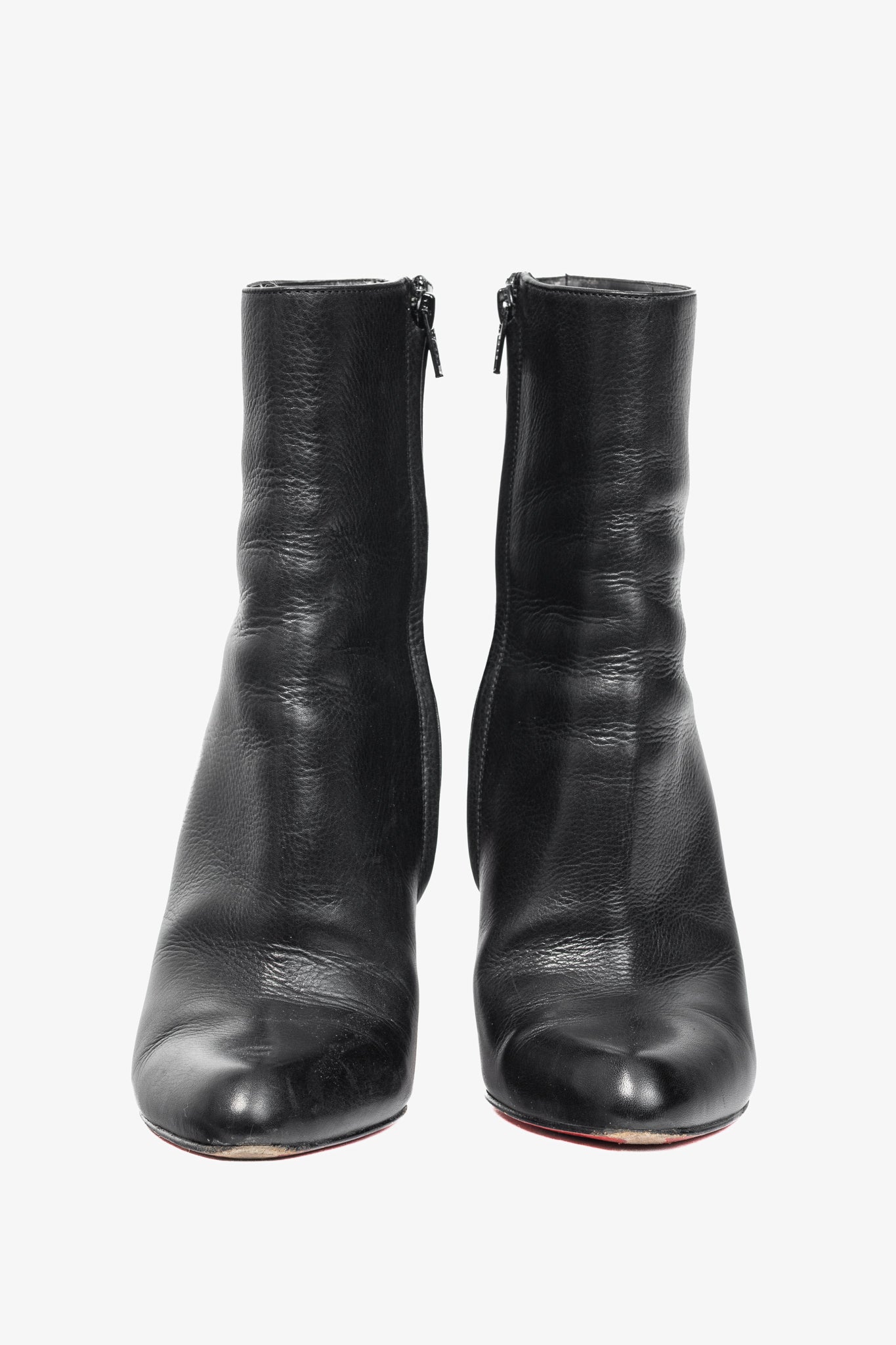 Christian Louboutin Black Grained Leather Heeled Booties