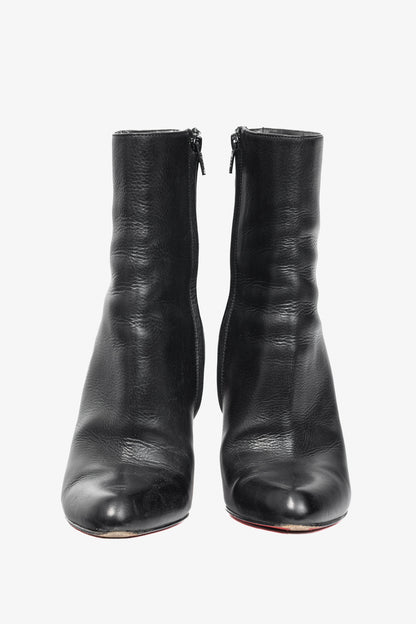 Christian Louboutin Black Grained Leather Heeled Booties
