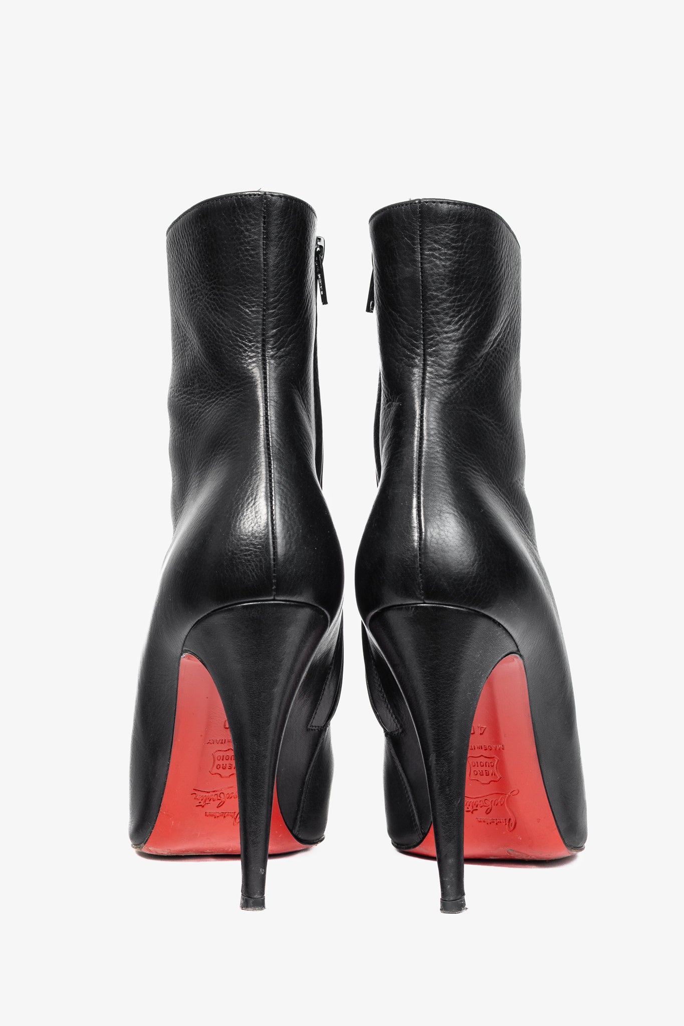 Christian Louboutin Black Grained Leather Heeled Booties