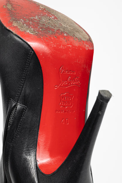 Christian Louboutin Black Grained Leather Heeled Booties