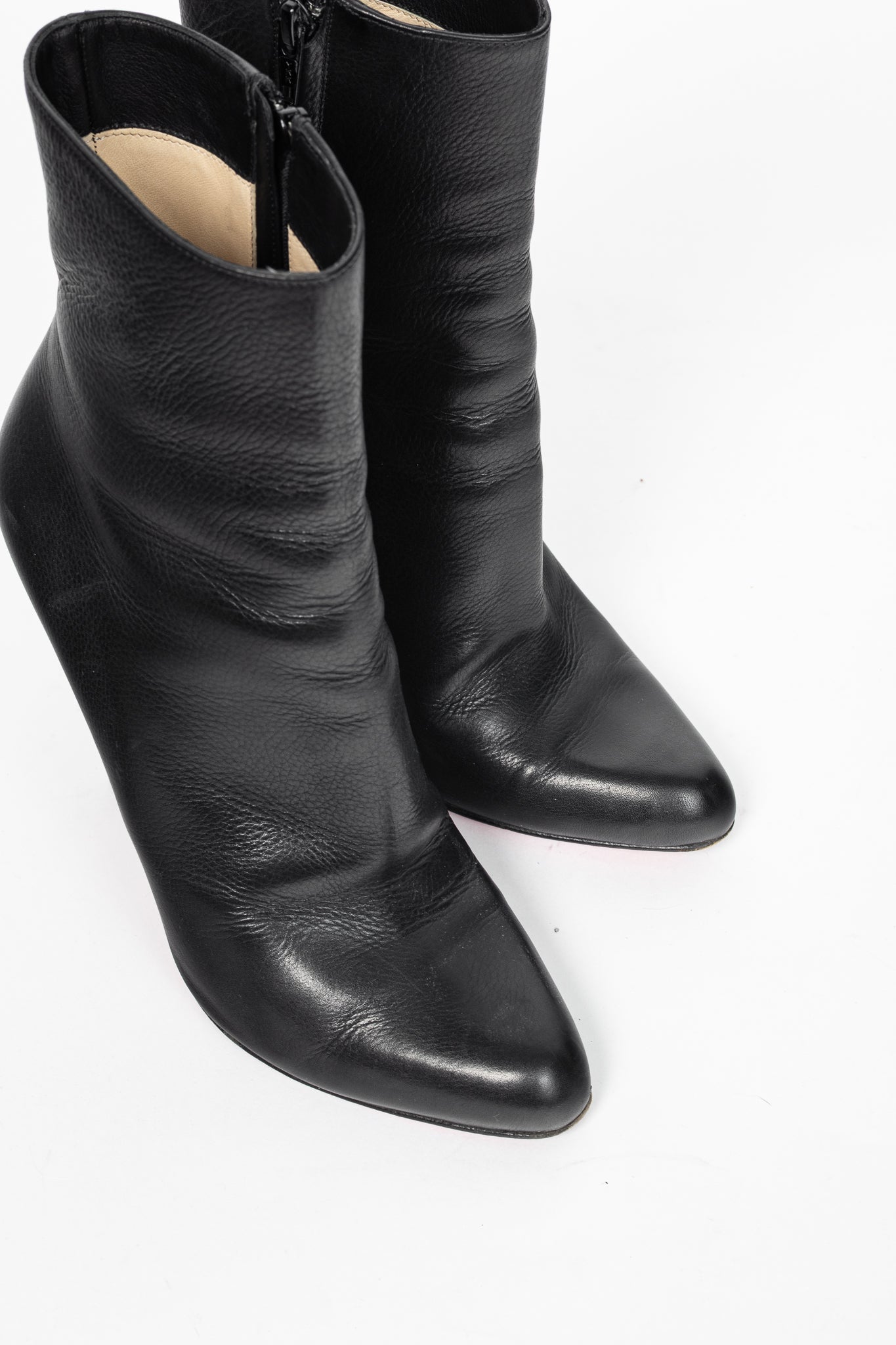 Christian Louboutin Black Grained Leather Heeled Booties