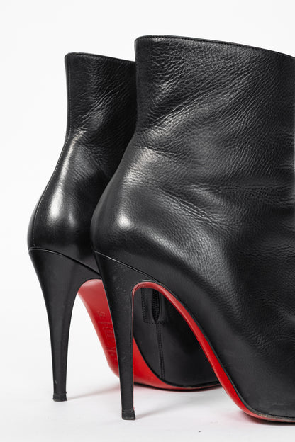 Christian Louboutin Black Grained Leather Heeled Booties