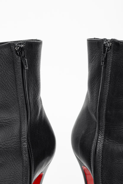 Christian Louboutin Black Grained Leather Heeled Booties