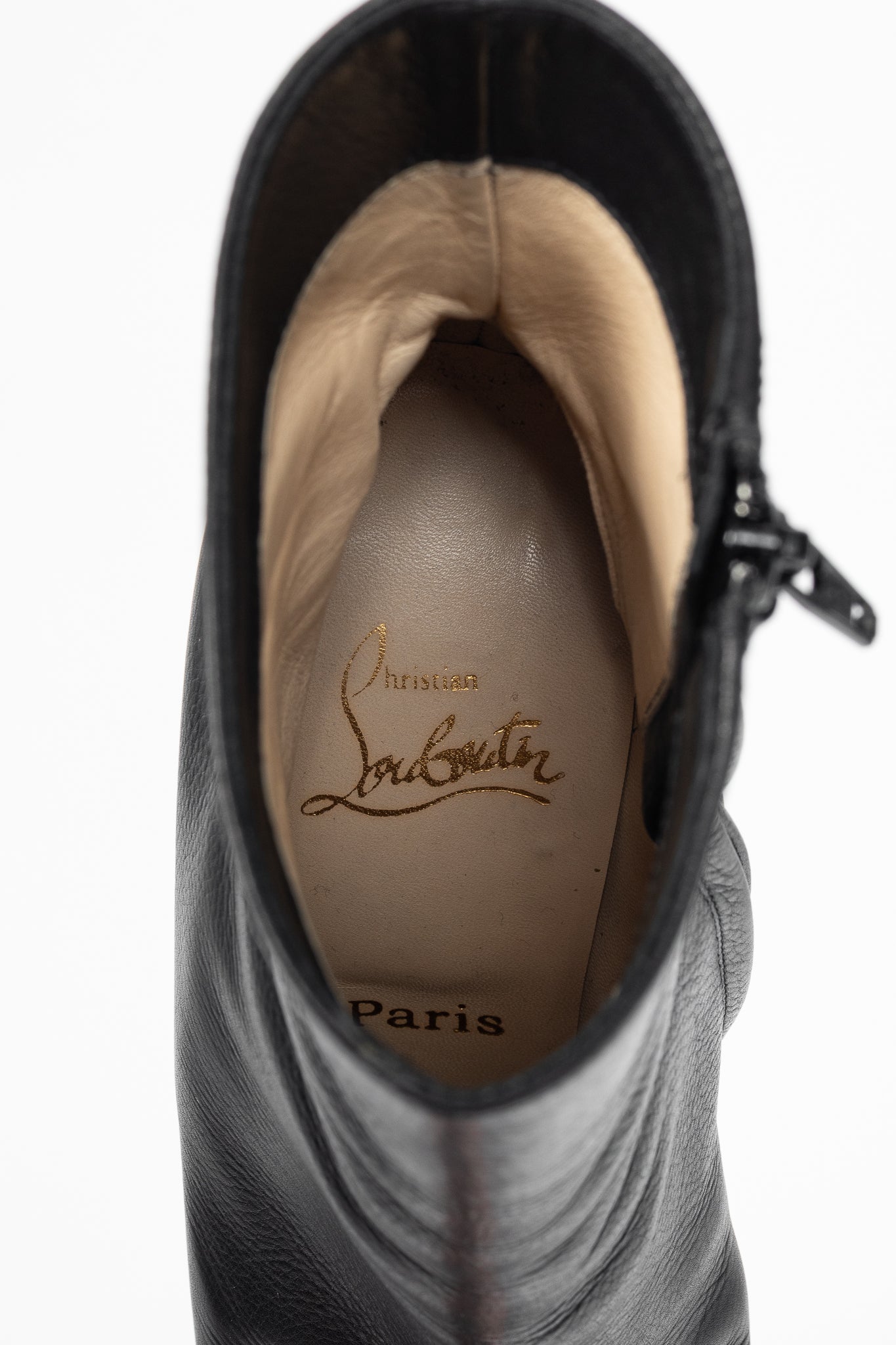 Christian Louboutin Black Grained Leather Heeled Booties