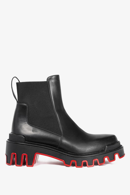 Christian Louboutin Marchacroche Dune Black Leather Chelsea Ankle Boots
