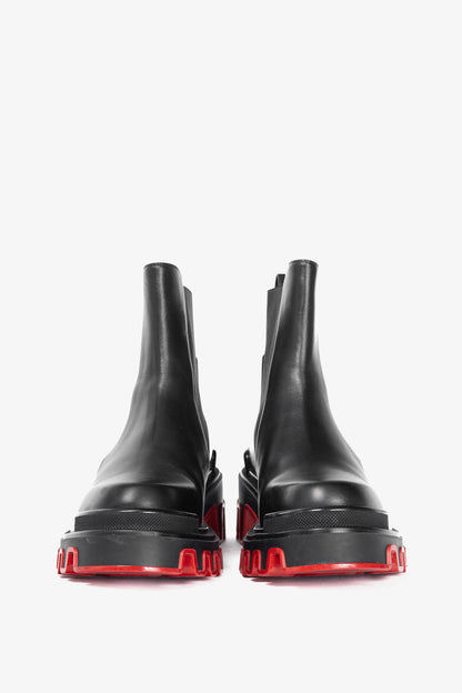 Christian Louboutin Marchacroche Dune Black Leather Chelsea Ankle Boots