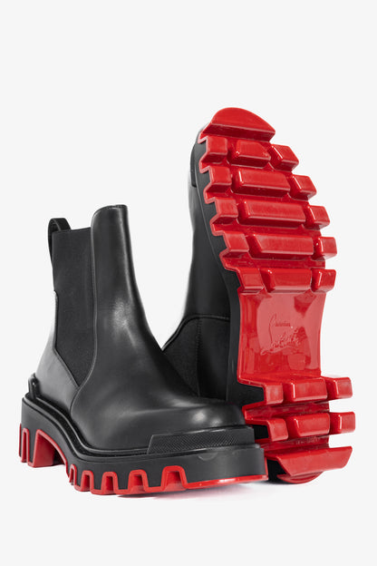 Christian Louboutin Marchacroche Dune Black Leather Chelsea Ankle Boots