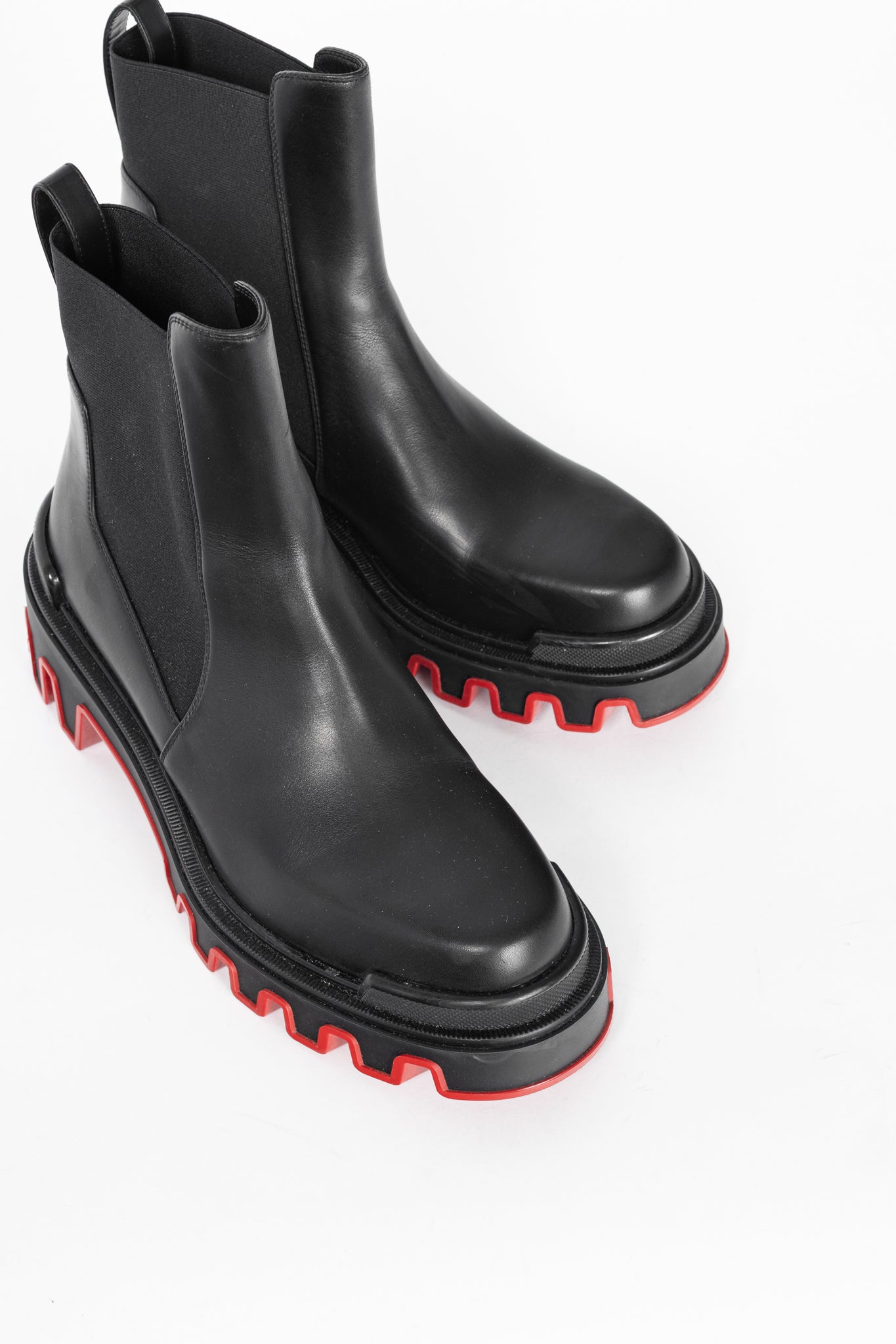 Christian Louboutin Marchacroche Dune Black Leather Chelsea Ankle Boots