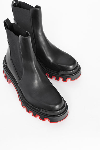 Christian Louboutin Marchacroche Dune Black Leather Chelsea Ankle Boots
