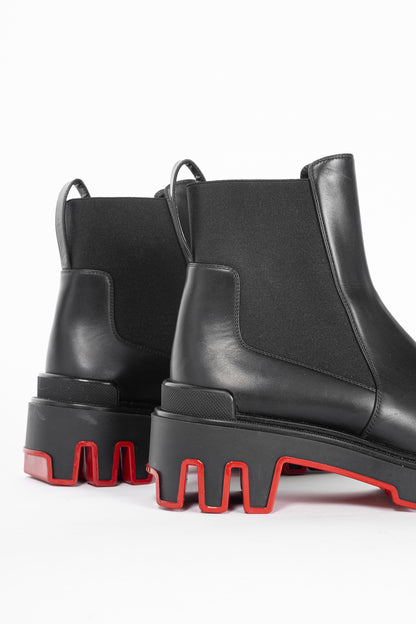 Christian Louboutin Marchacroche Dune Black Leather Chelsea Ankle Boots