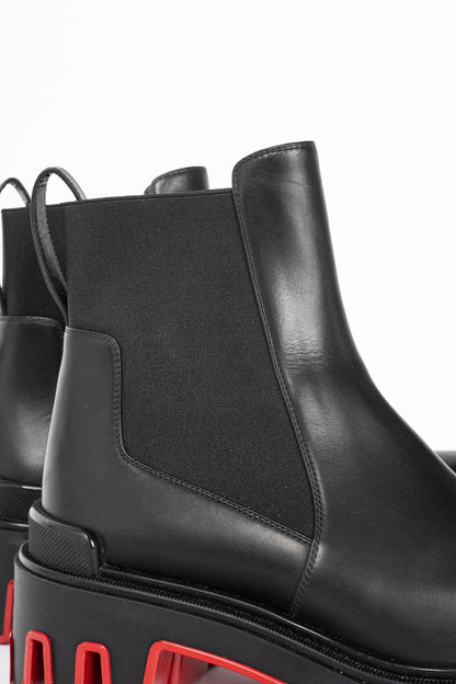 Christian Louboutin Marchacroche Dune Black Leather Chelsea Ankle Boots