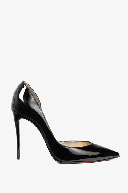 Christian Louboutin Iriza Black Patent Pointed Toe Half d'Orsay Pumps