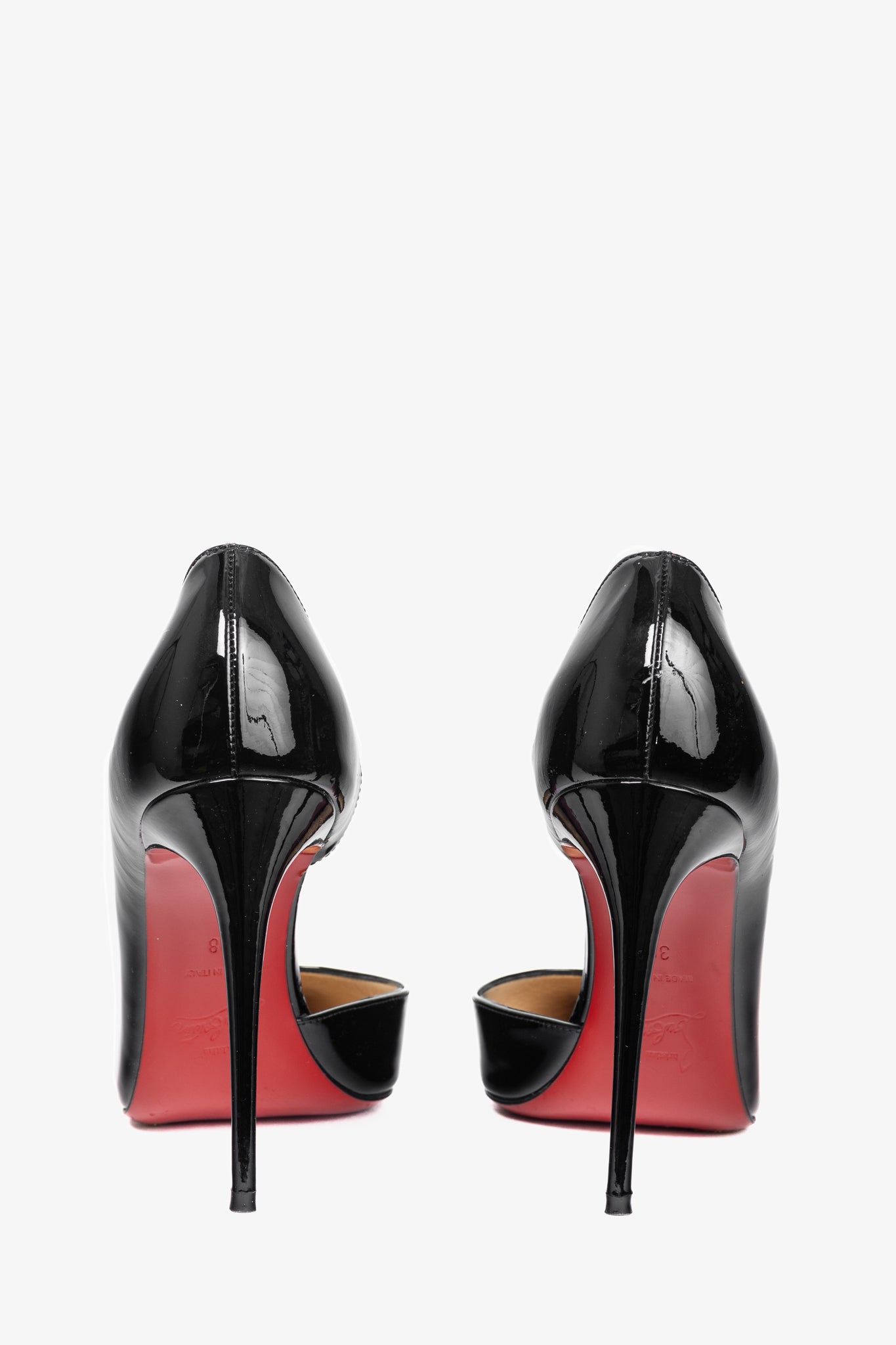 Christian Louboutin Iriza Black Patent Pointed Toe Half d'Orsay Pumps