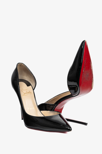 Christian Louboutin Iriza Black Patent Pointed Toe Half d'Orsay Pumps