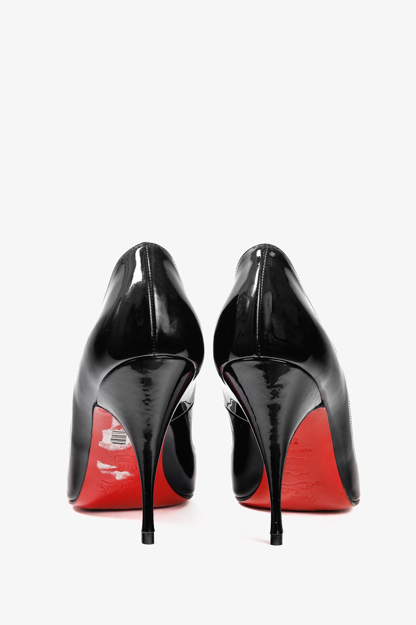 Christian Louboutin Yoyo 100 Black Patent Calf Leather Peep-Toe Pumps