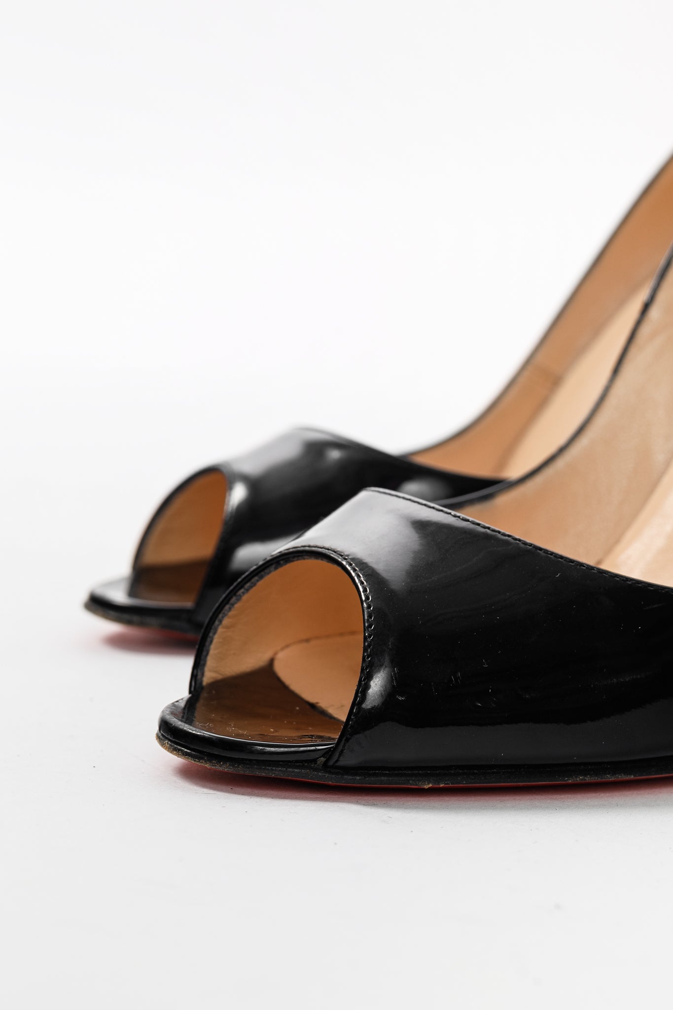 Christian Louboutin Yoyo 100 Black Patent Calf Leather Peep-Toe Pumps