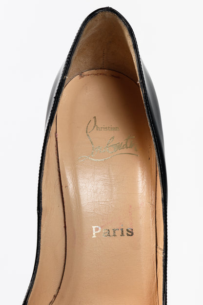 Christian Louboutin Yoyo 100 Black Patent Calf Leather Peep-Toe Pumps