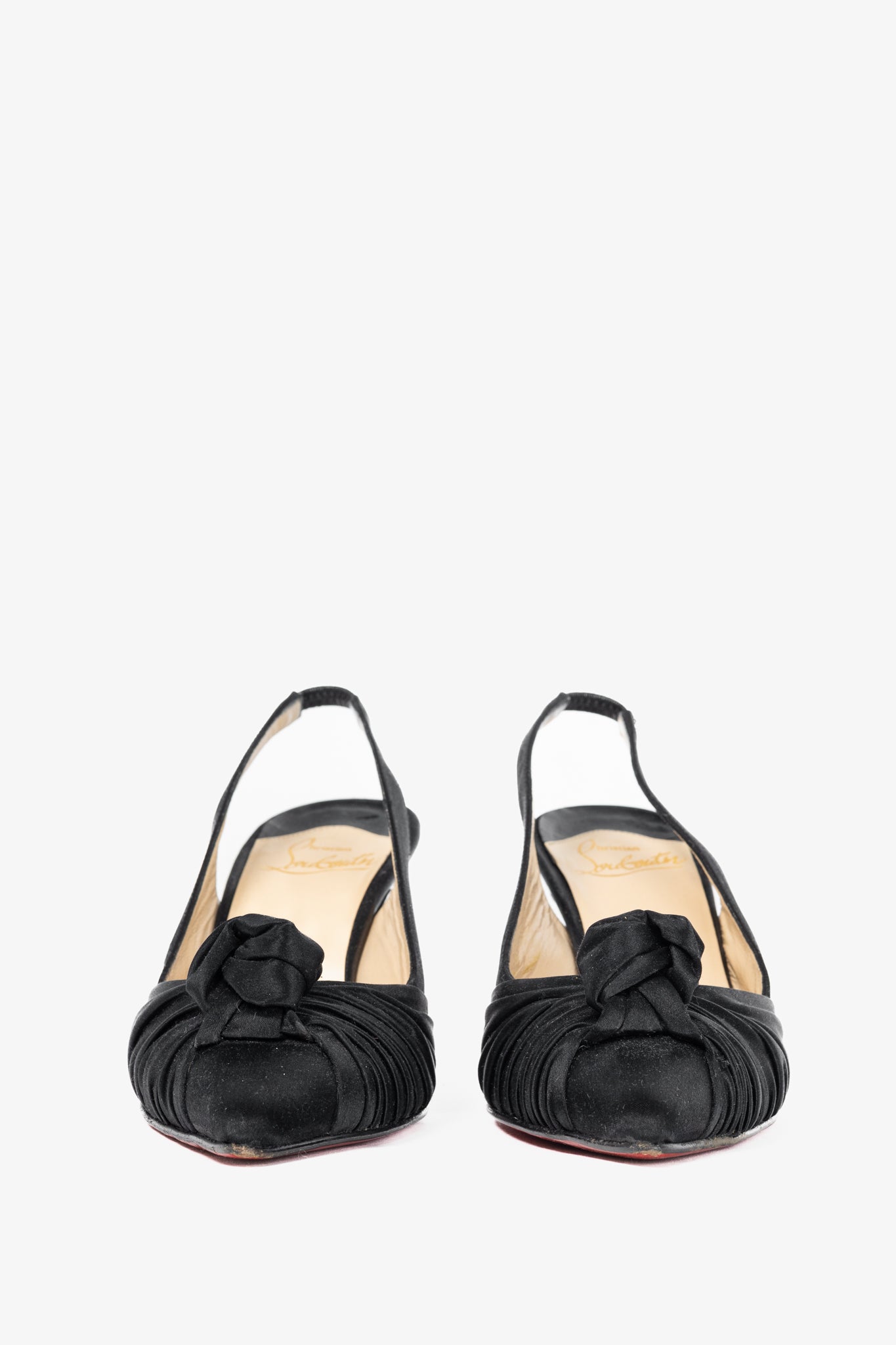 Christian Louboutin Francaise Sling Black Satin Knotted Heels
