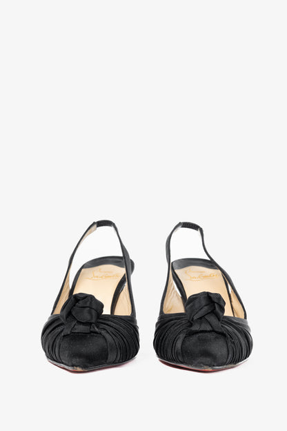 Christian Louboutin Francaise Sling Black Satin Knotted Heels