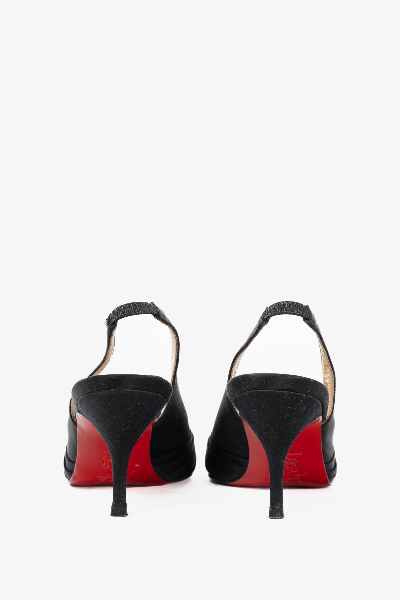 Christian Louboutin Francaise Sling Black Satin Knotted Heels