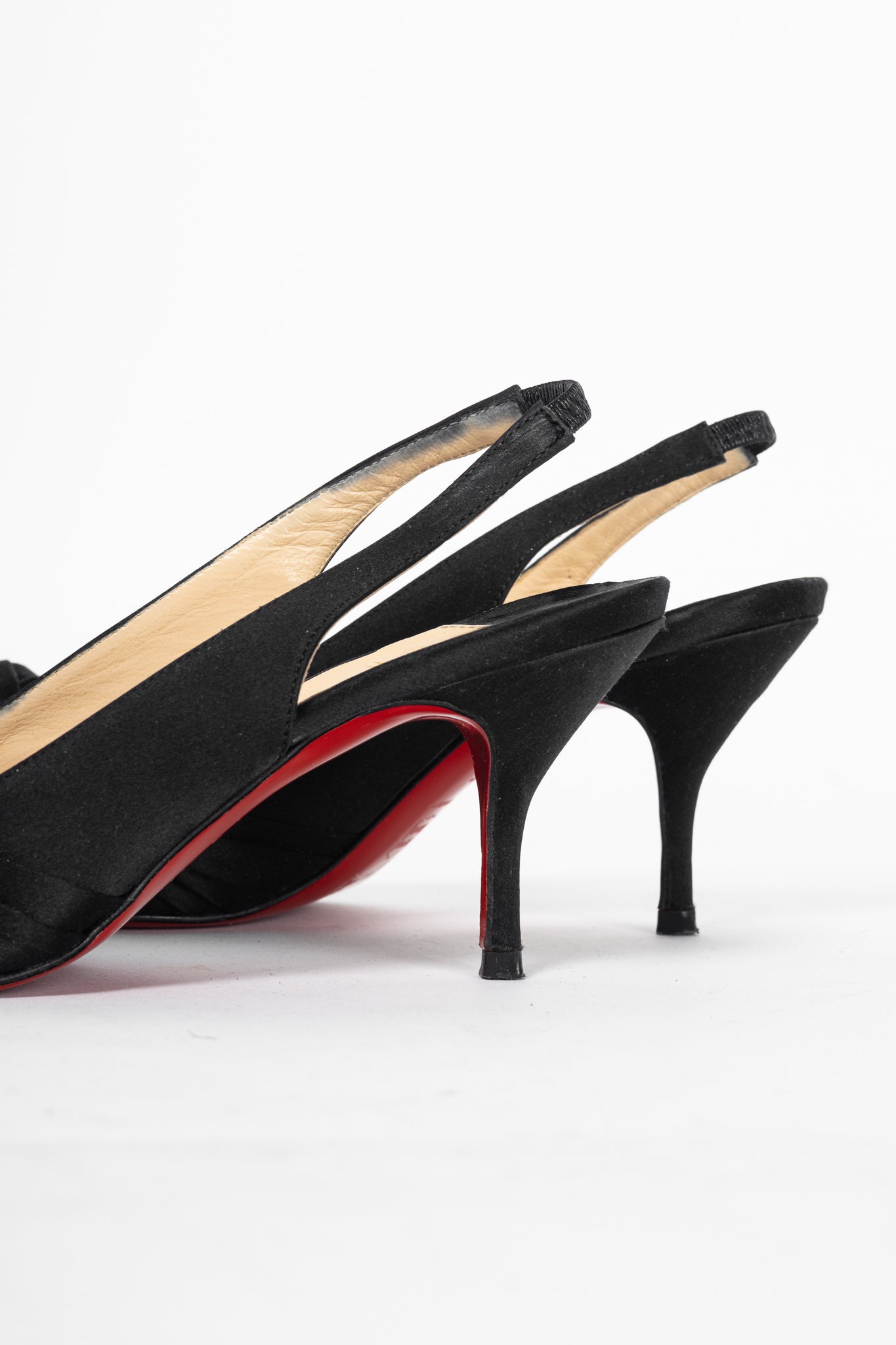 Christian Louboutin Francaise Sling Black Satin Knotted Heels