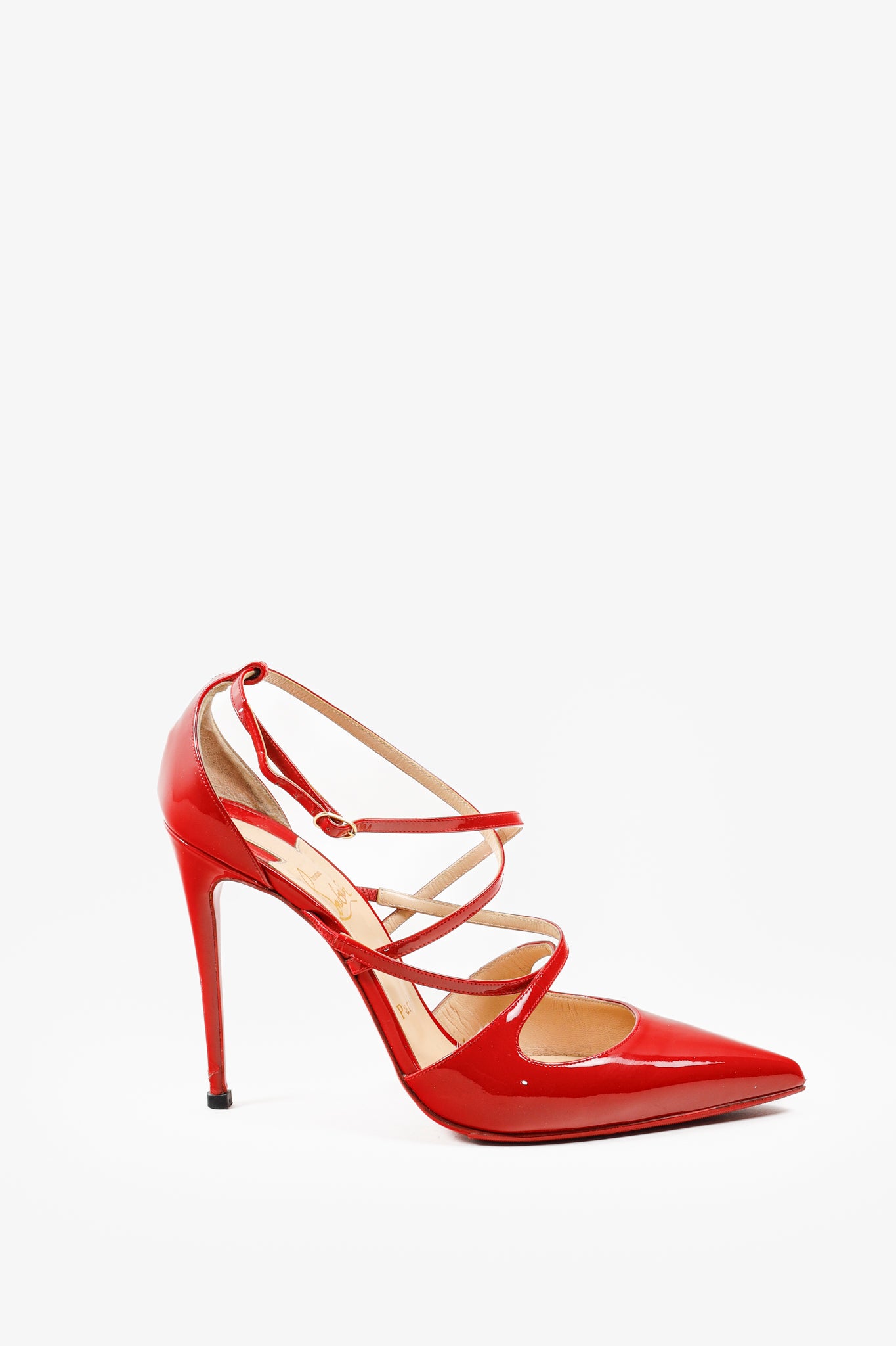 Christian Louboutin Red Patent Leather Cross-Filetika 100 Pumps