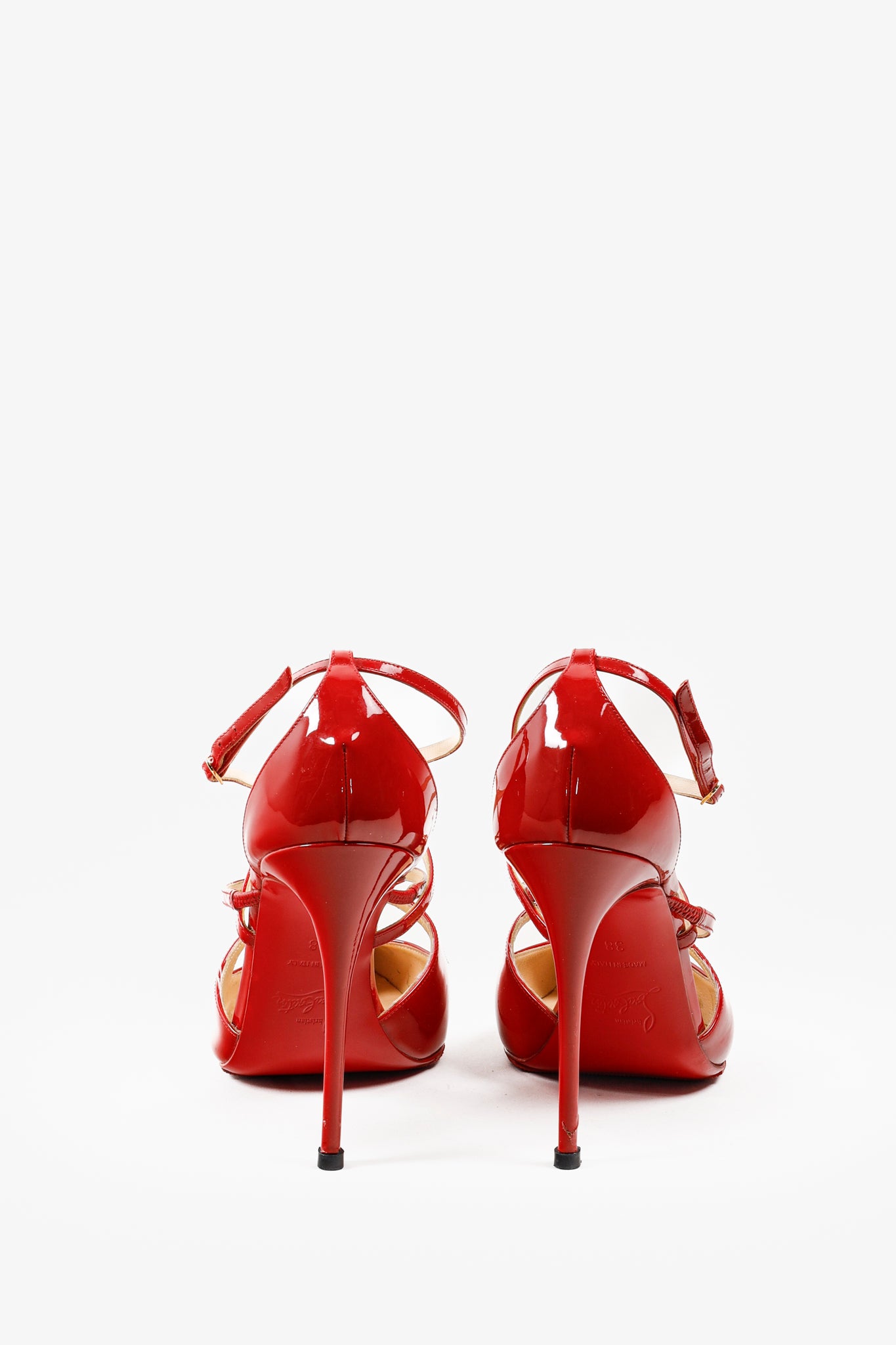 Christian Louboutin Red Patent Leather Cross-Filetika 100 Pumps