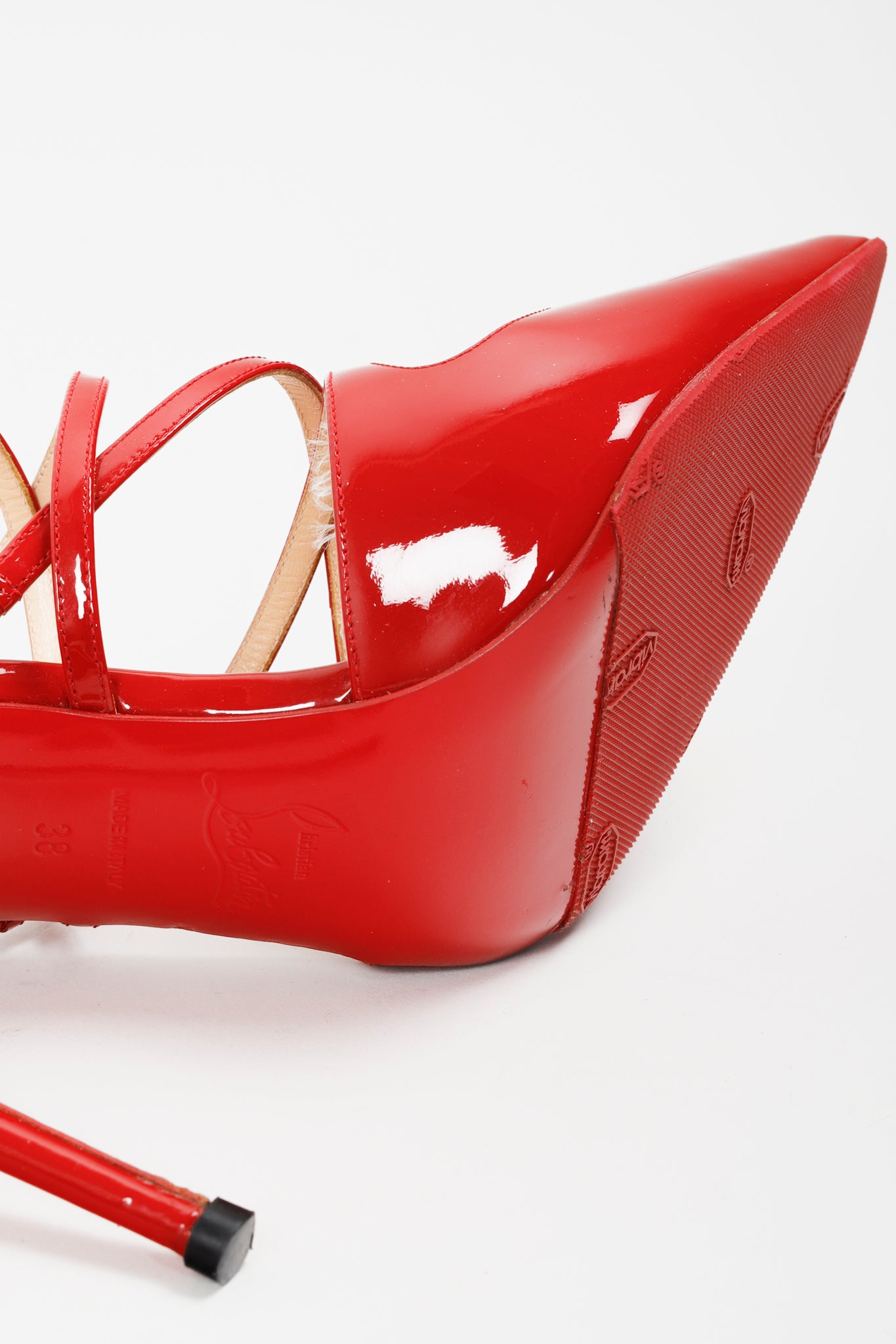 Christian Louboutin Red Patent Leather Cross-Filetika 100 Pumps