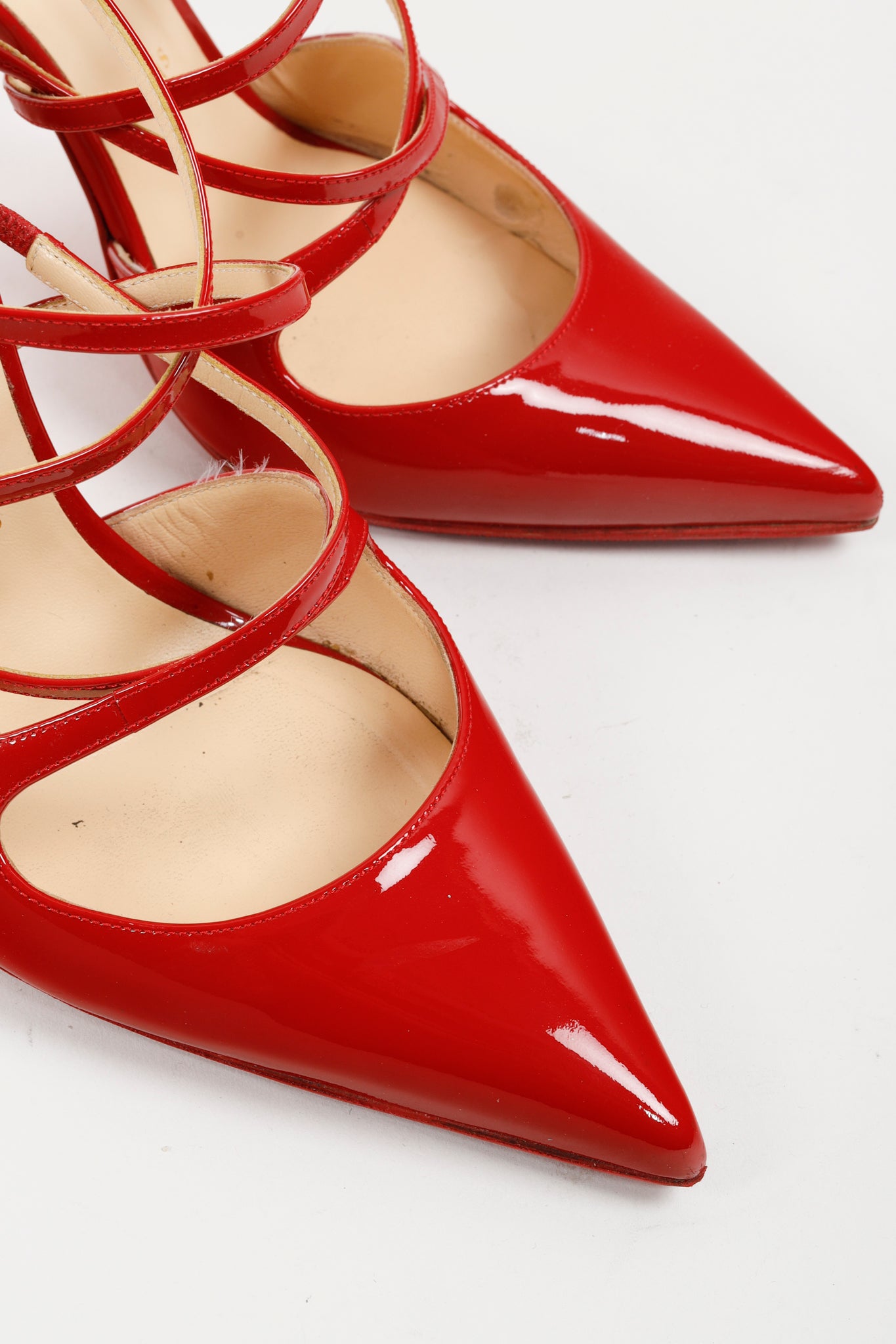 Christian Louboutin Red Patent Leather Cross-Filetika 100 Pumps