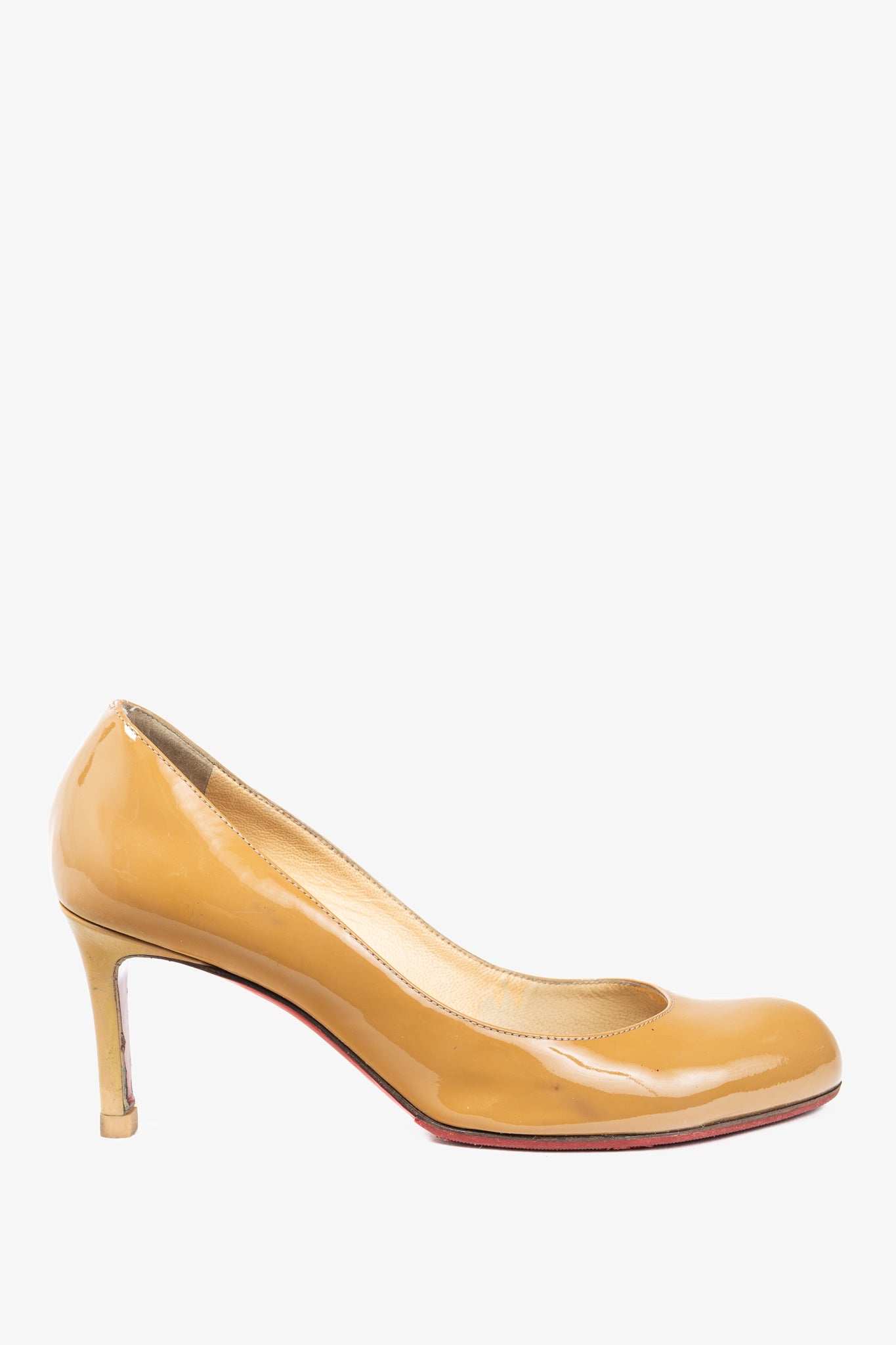 Christian Louboutin Simple 70 Camel Patent Leather Pumps
