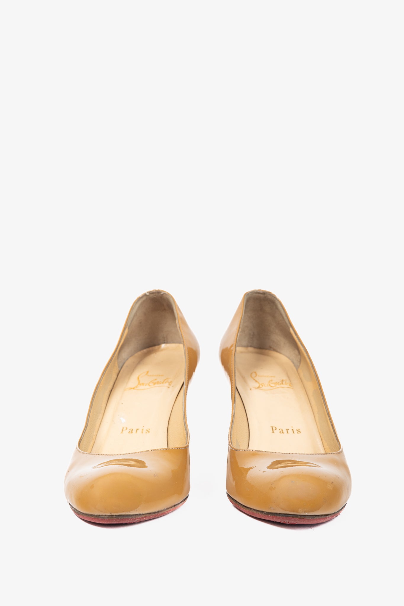 Christian Louboutin Simple 70 Camel Patent Leather Pumps