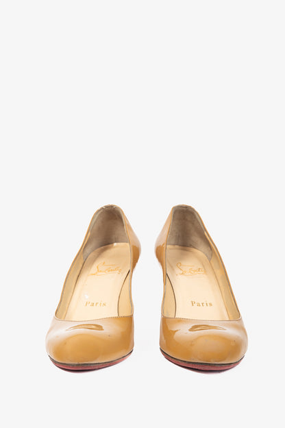 Christian Louboutin Simple 70 Camel Patent Leather Pumps