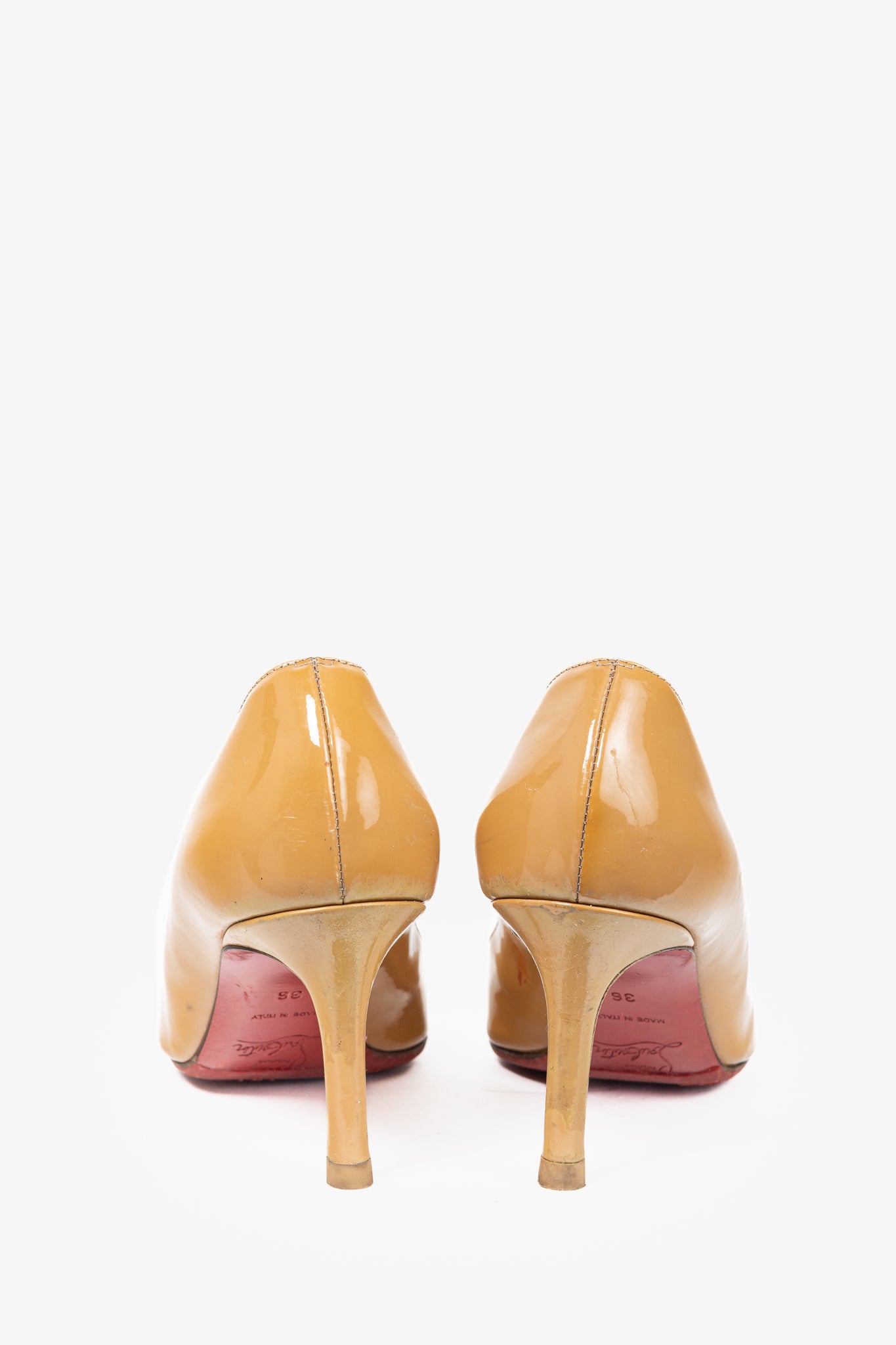 Christian Louboutin Simple 70 Camel Patent Leather Pumps