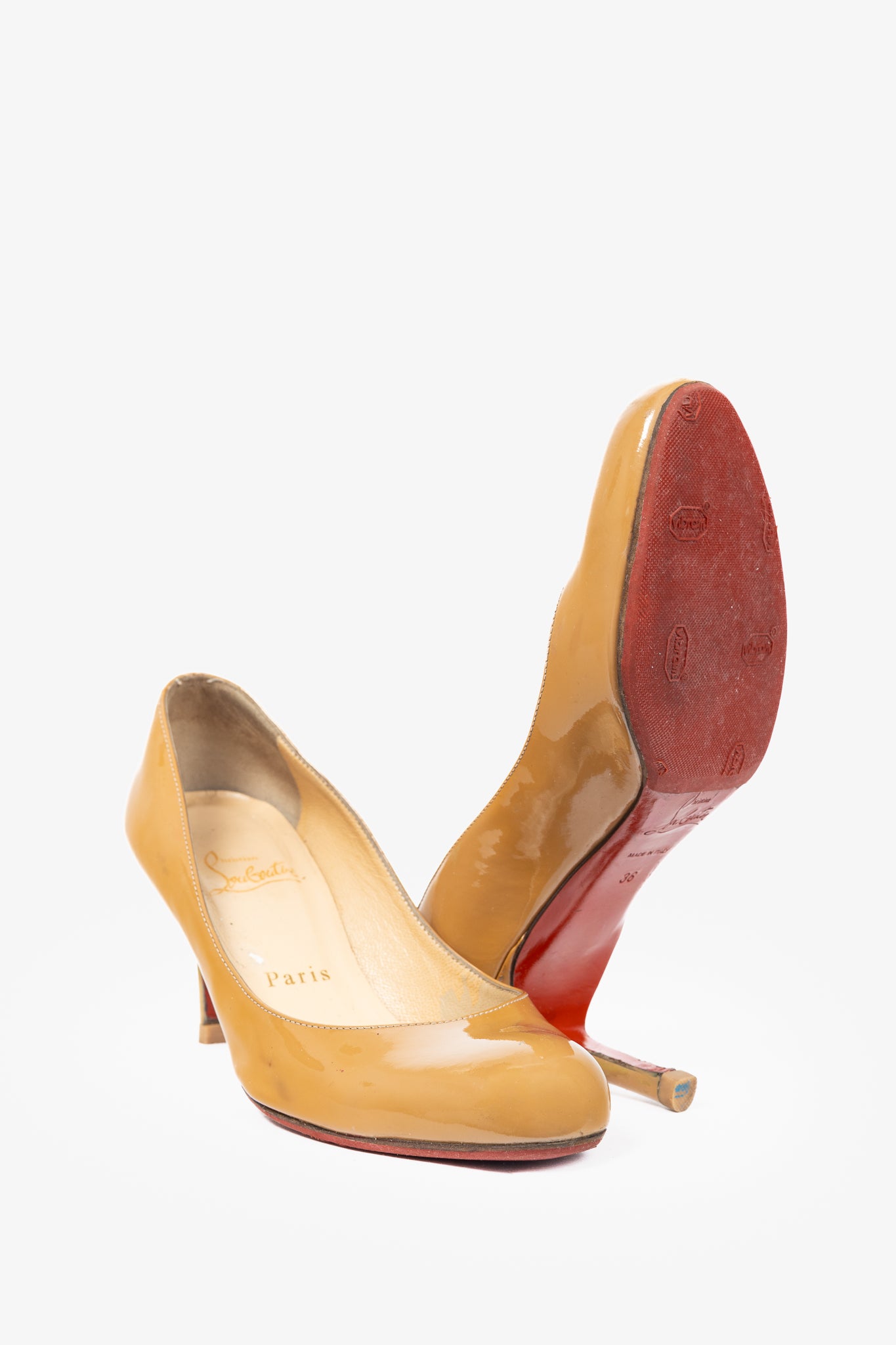Christian Louboutin Simple 70 Camel Patent Leather Pumps