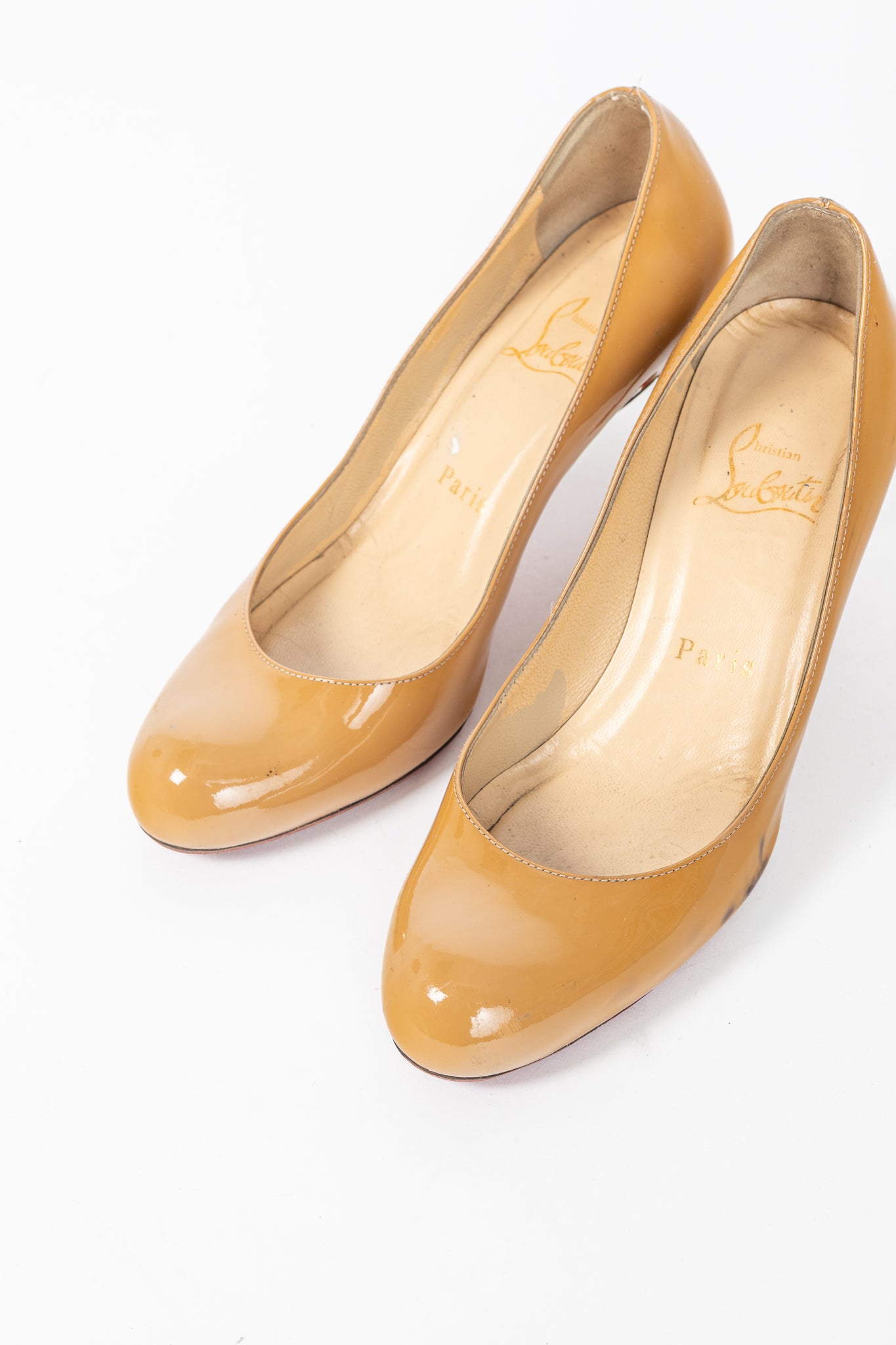 Christian Louboutin Simple 70 Camel Patent Leather Pumps