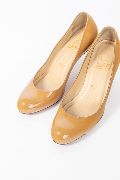 Christian Louboutin Simple 70 Camel Patent Leather Pumps