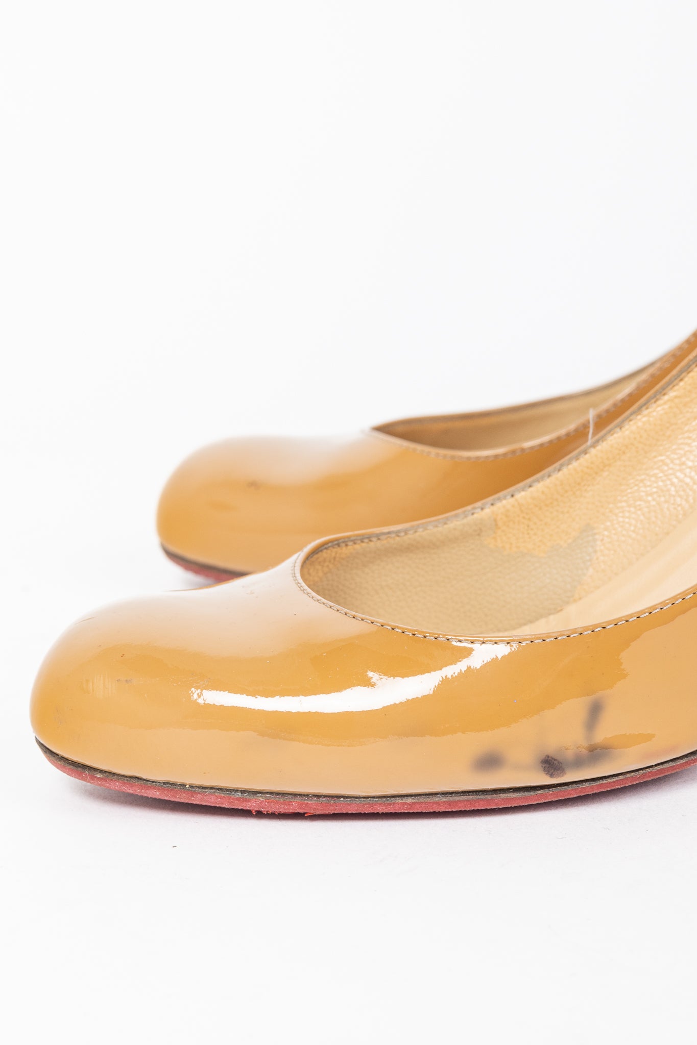Christian Louboutin Simple 70 Camel Patent Leather Pumps