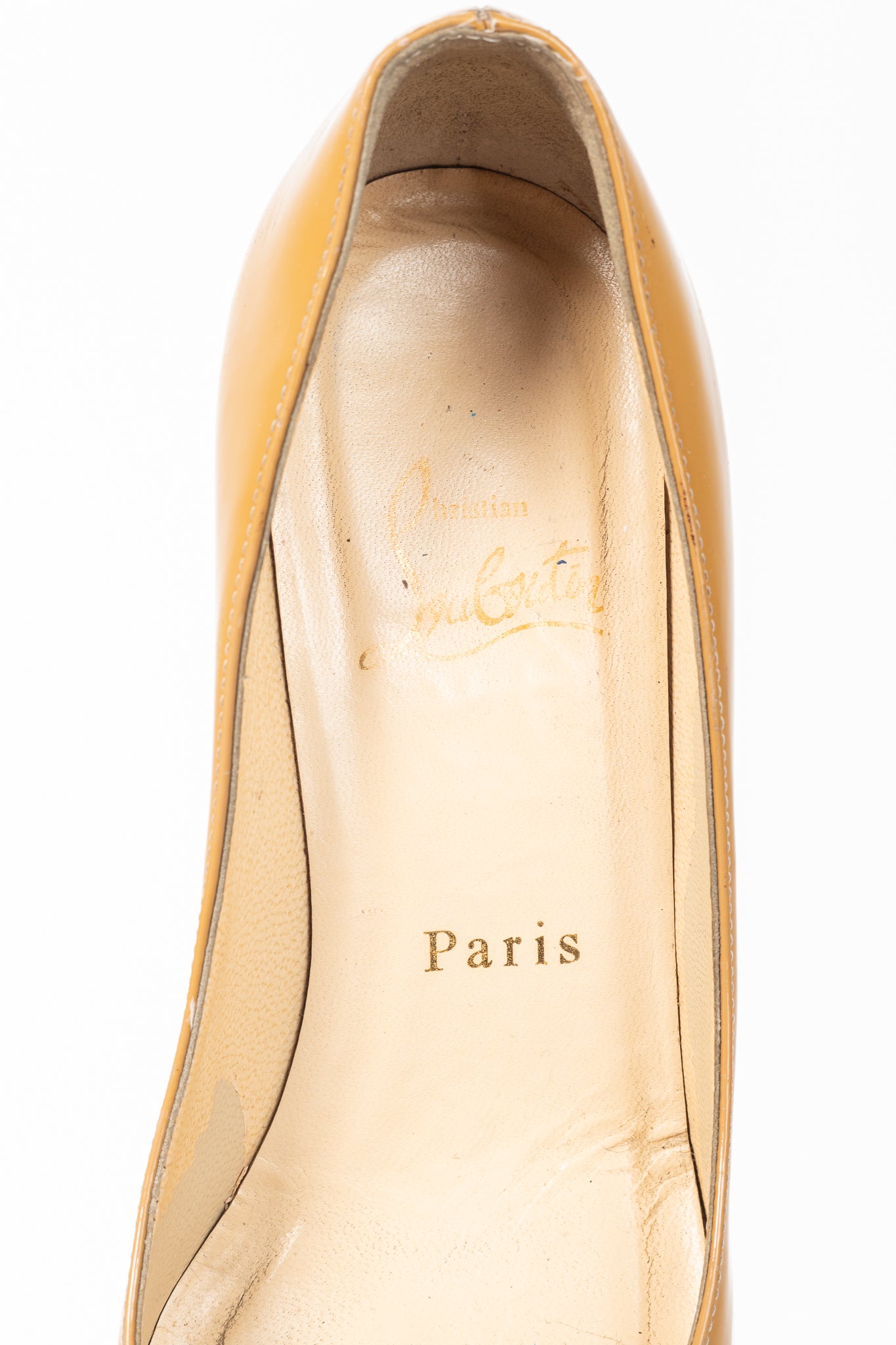 Christian Louboutin Simple 70 Camel Patent Leather Pumps